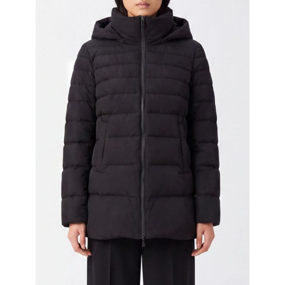 Herno Women Herno Knee-Length Quilted Nylon Down Jacket With Removable Hood